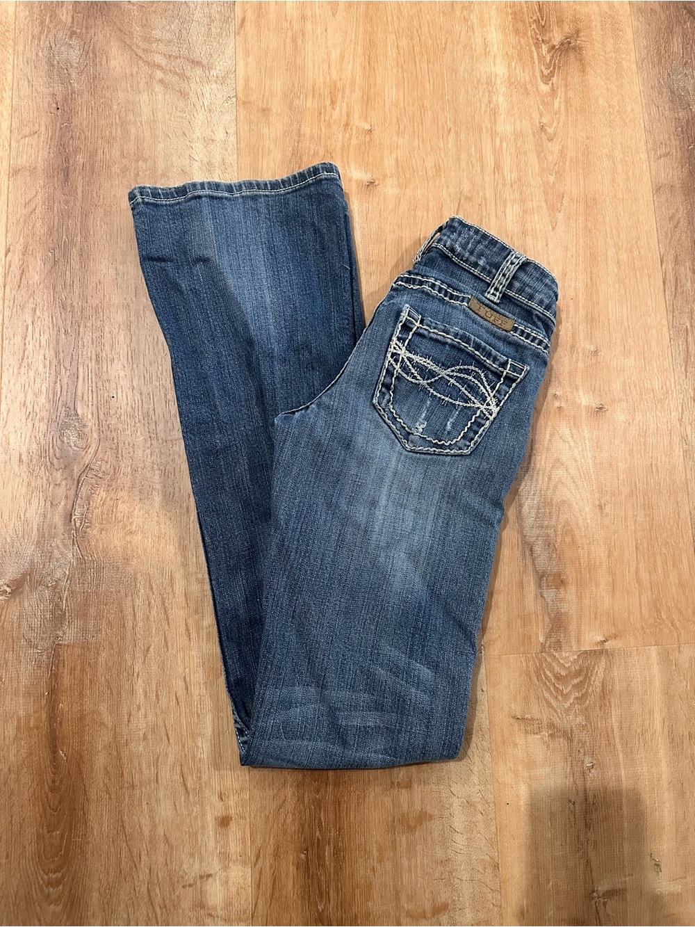 Cowgirl Tuff Dark Blue Bootcut Jeans with Embroidered Back Pockets